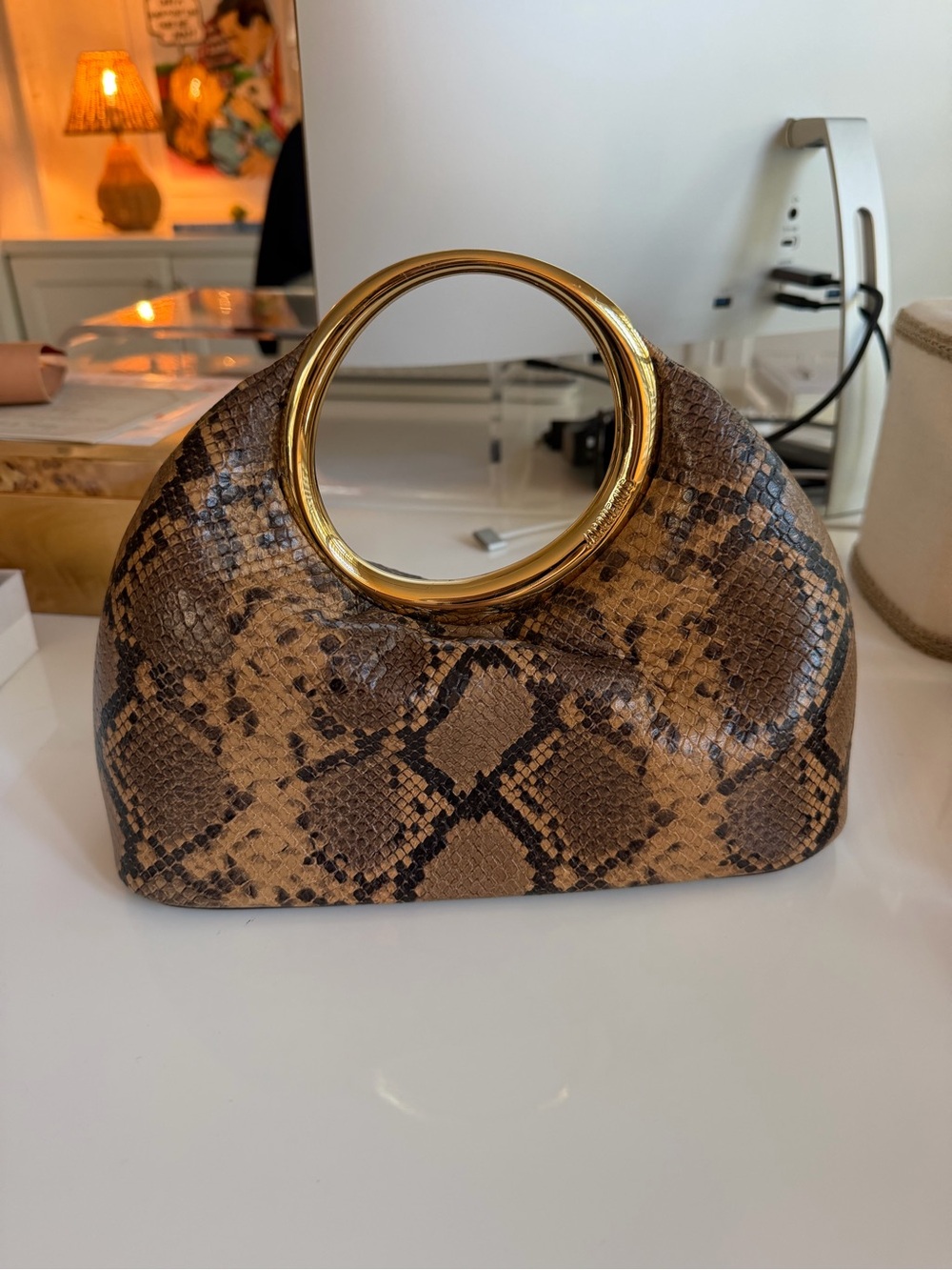 Jacquemus Le Petit Calino Snakeskin Embossed Leather Top Handle Bag